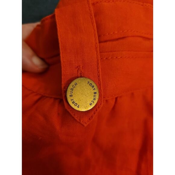 Tory Burch 100% Linen‎ High Rise A-line Skirt  Orange sz 4 Summer Spring - Picture 4 of 7